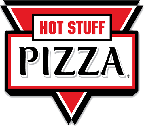 Hot Stuff Pizza Logo in red, black and white